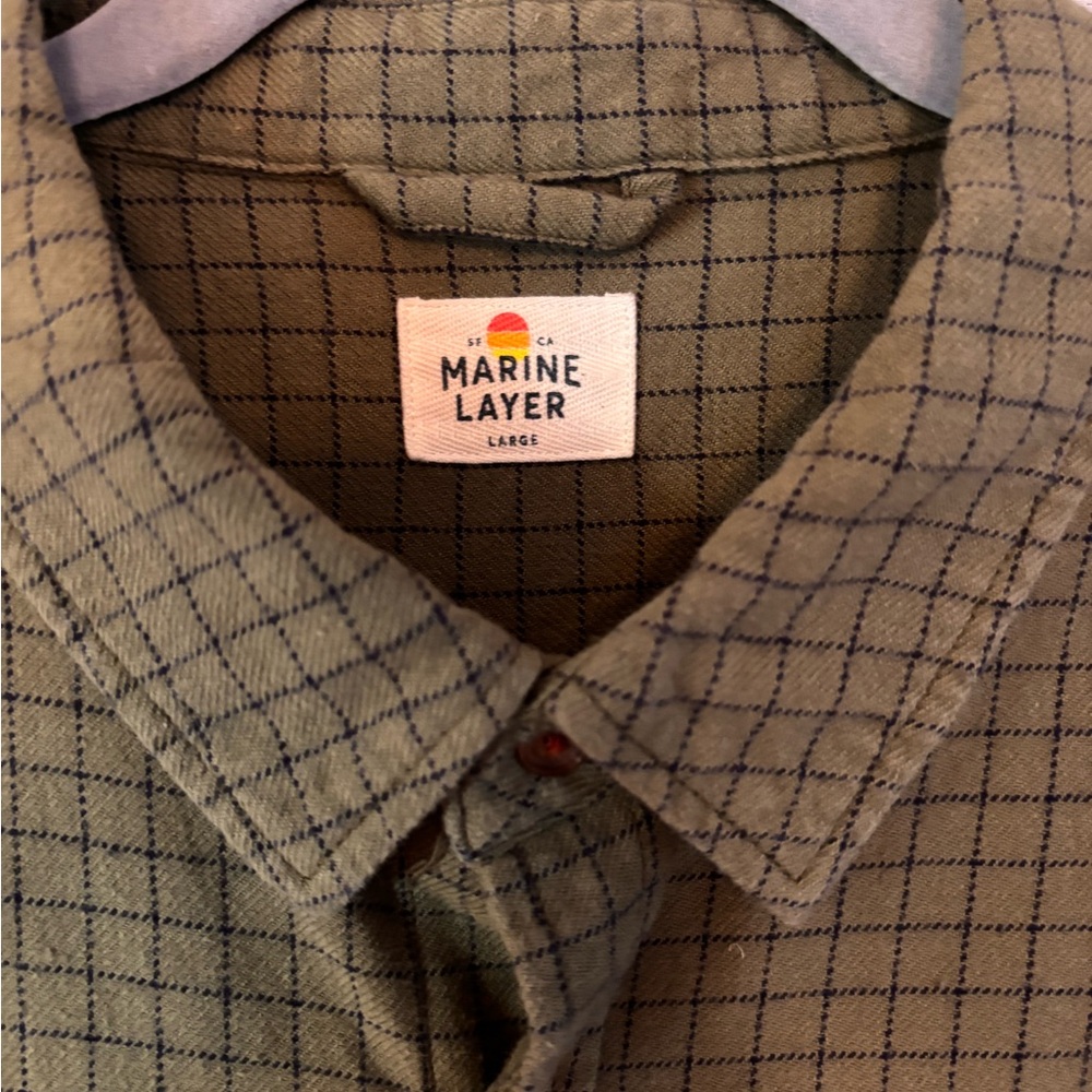 Marine Layer Classic Fit Balboa Button Down, Olive/Black Check